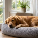 Hund liegt erschöpft auf dem Sofa — Pankreatitis Prognose und Lebenserwartung